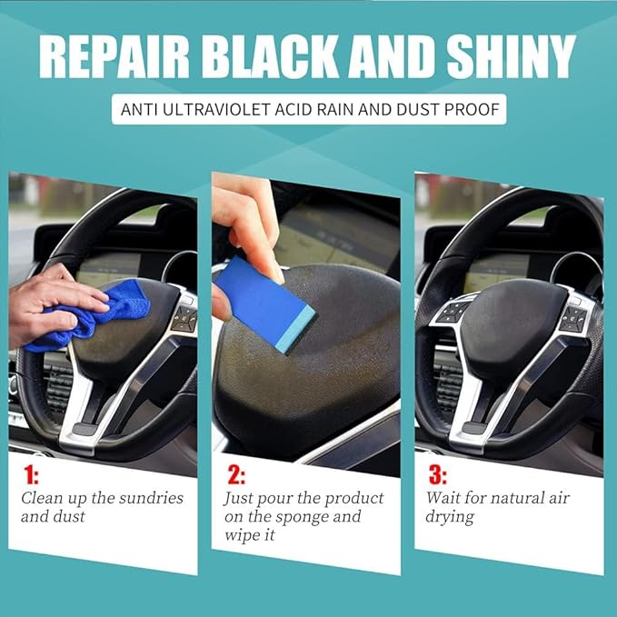 RJDJ Plastic Restorer for Cars, Trim & Exterior – Plastic Revitalizing Coating Agent, Restores Faded Plastic, UV Protection, Car Shine Refurbishing Solution (50ml-5pcs)