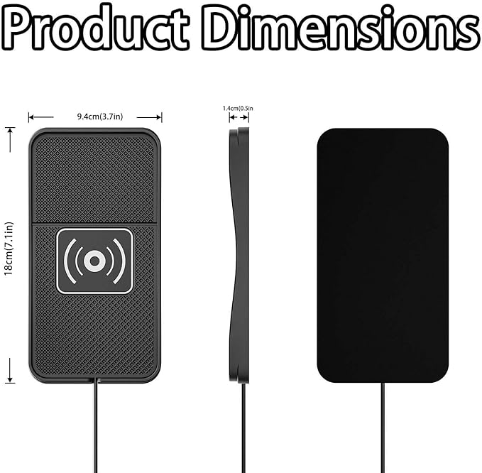 Car Wireless Charger Pad for Infiniti Q45 2000-2006, Fast Car Wireless Charging Pad for Car Center Console, Non Slip Charging Mat,1M-USB