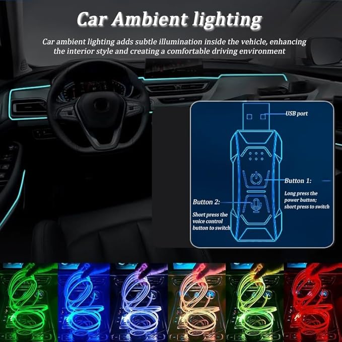 Car LED Strip Light for VW Eos 2010–2016, 6 in 1 Car Ambient Lighting Kits, Interior Interior Light Sync to Music, Auto Decorations Interior Accessories, 8M