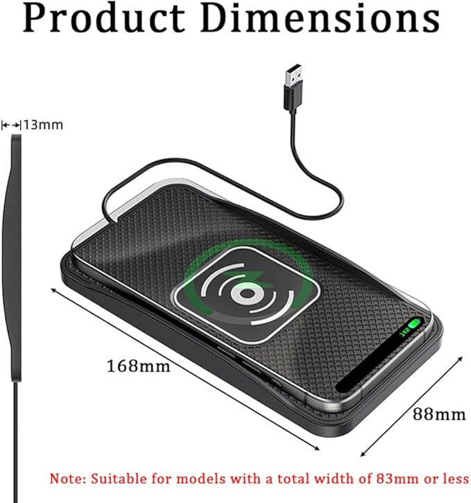 Wireless Car Charger Pad for Kia K5 2021-2026, Type-C/USB 20W Car Wireless Charger Non-Slip Phone Charging Pad Car Accessories,B 30cm Cable USB Plug