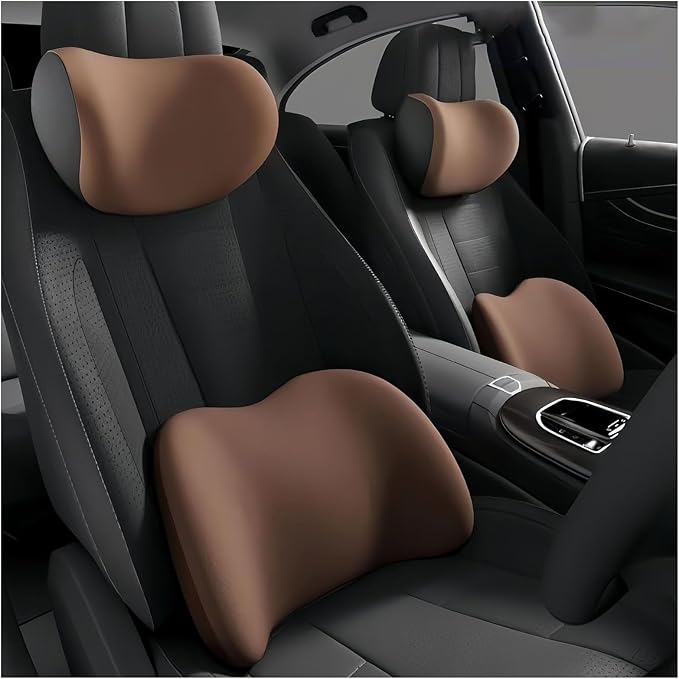Car Lumbar Support Pillow and Car Neck Pillow Kit for Bugatti Centodieci 2020 2021 2022 2023 2024 2025 2026, Car Seat Neck Back Rest Pillows, Ergonomic Car Seat Headrest & Lumbar Cushion