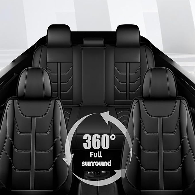 TTX LIGHTING Car Seat Covers fit for Jeep Compass 2012-2026 Full Set: Premium Leather Automotive Seat Cover with Airbag Compatible Waterproof (5 Seats, Black)