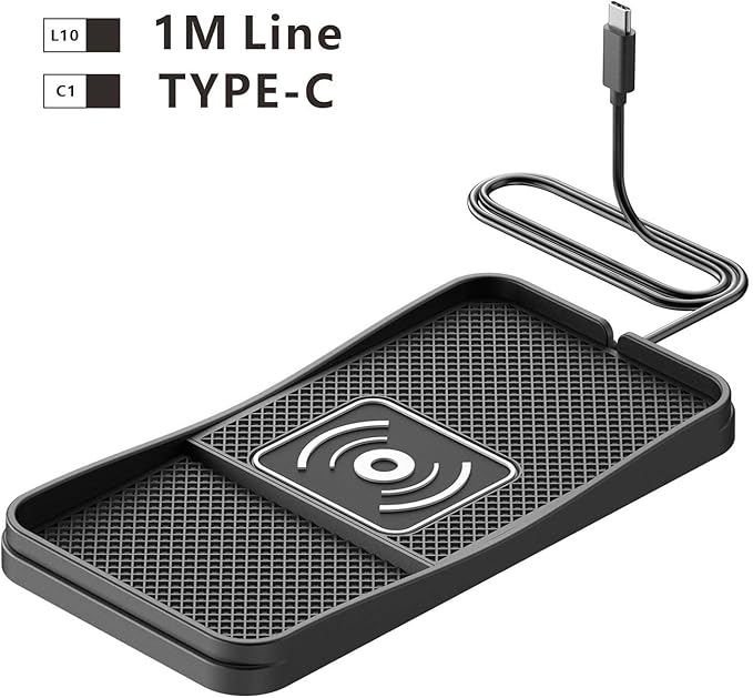 Car Wireless Charger Pad for Ford F150 2000-2025, Fast Car Wireless Charging Pad for Car Center Console, Non Slip Charging Mat,1M-Type C