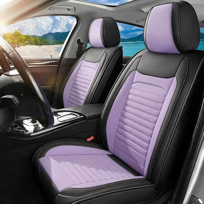 Car Seat Covers Full Set Fit for Toyota Corolla Cross 2022-2025,2026, Premium Faux Leather Car Seat Protector,Breathable Anti-Slip Full Wrapping Edge Seat Covers(Black&Purple,Full Set)