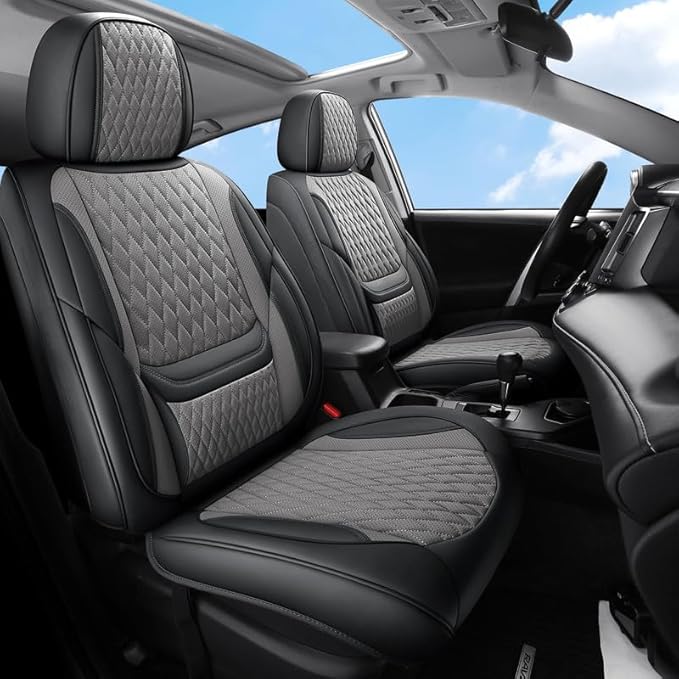 Car Seat Covers Full Set Custom Fit for Chevrolet/Chevy Trailblazer 2021-2026 - Premium Faux Leather with Lumbar Support | Breathable, Waterproof, Anti-Slip, Durable (Black&Gray,Full Set)