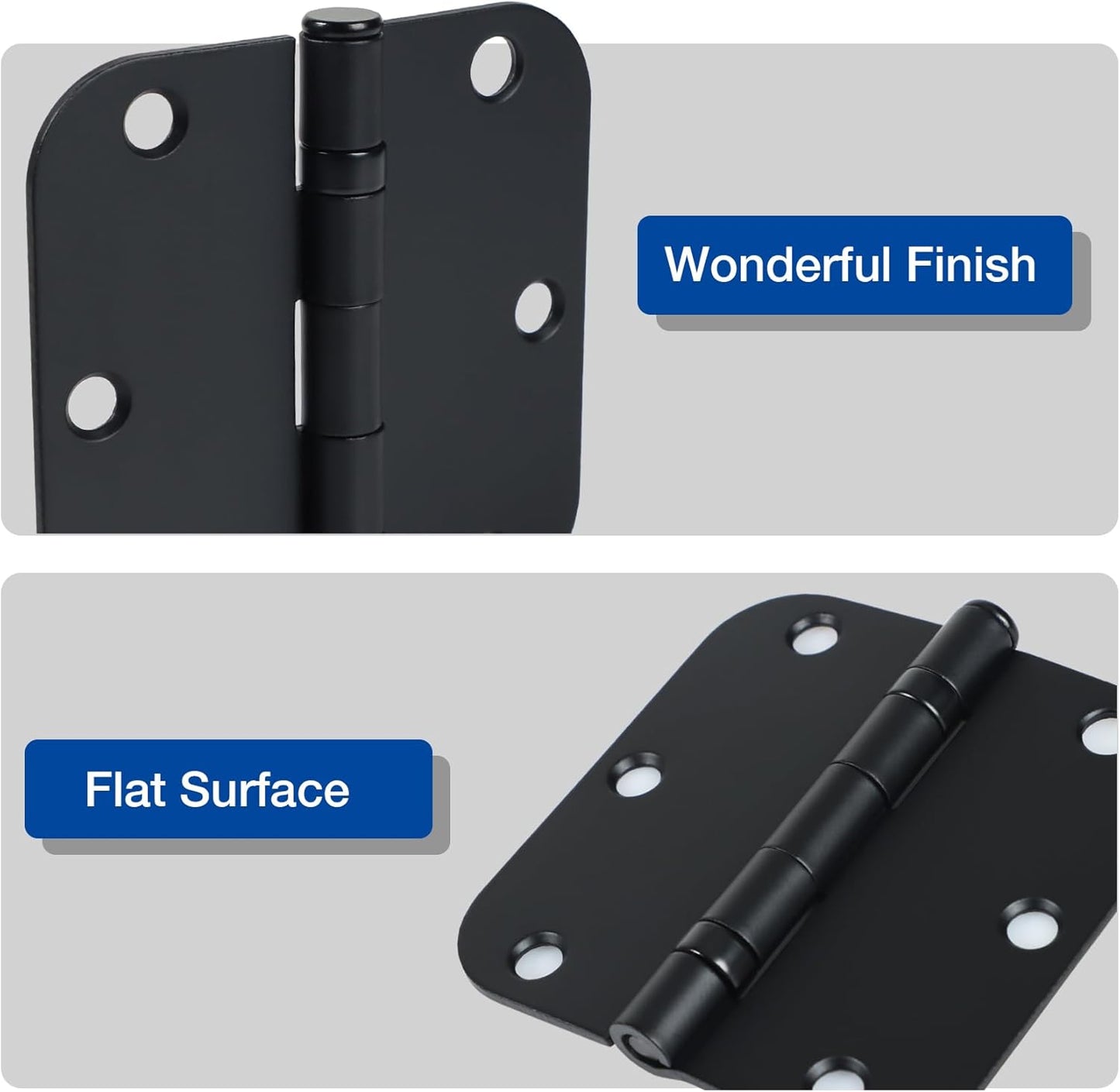 36 Pack Ball Bearing Matte Black Door Hinges 3.5 Inch 5/8" Radius Round Anti Squeak Interior 3-1/2"Flat Bifold Standard Bedroom Indoor for Doors 3 ½" House Home Hardware Decor Accessories Must Have