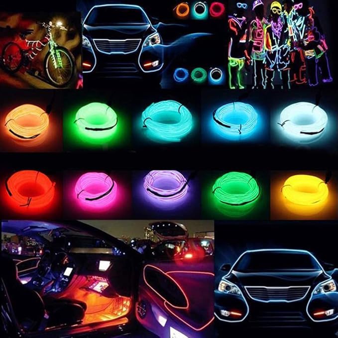 ABALDI El Wire Neon Car Lights Car Interior Trim Light Strip Advanced Low Power Consumption Design for Interior Panel Gap Decorative(5m/16ft,Pink)