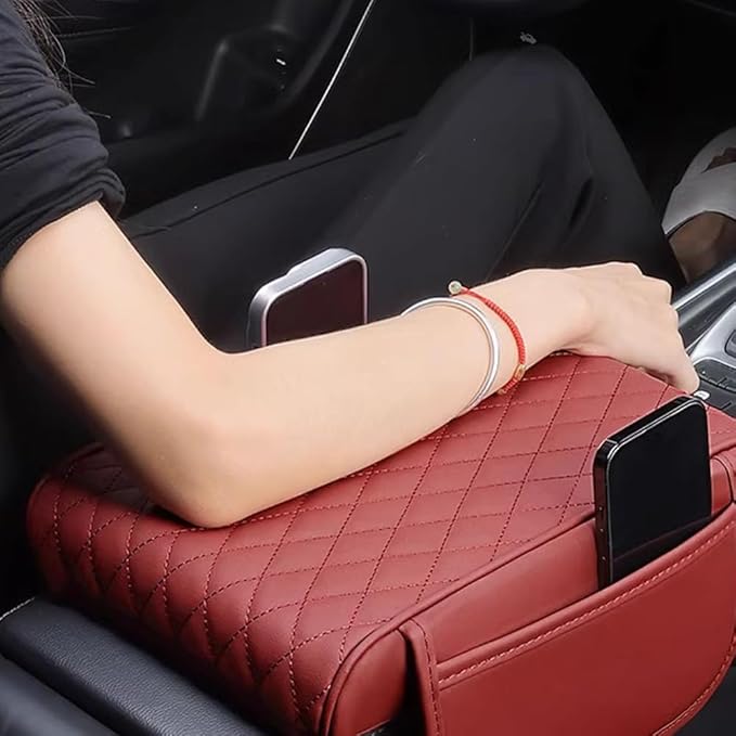 Car Armrest Pad for Ford Bronco Sport (CX430) 2021 2022 2023 2024 2025 2026 Leather Armrest Box Mat Center Console Cushion Pad Universal Armrest Seat Box Cover Protector,Beige