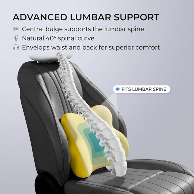 Car Headrest Pillow & Lumbar for Audi A3 2002-2020, Car Seat Neck Pillow Back Support, Breathable All-Season Automotive Seat Cushions, 2PCS,C Dual Gray