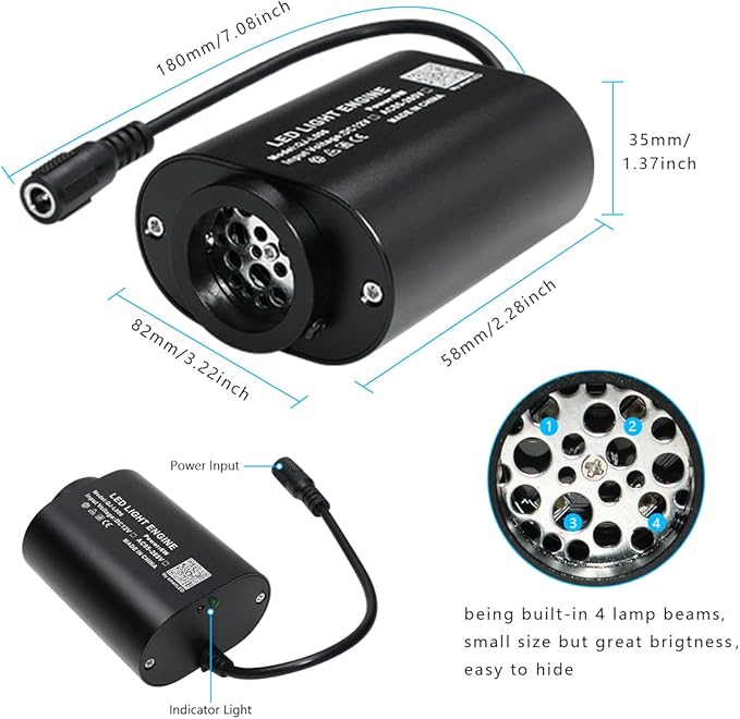 AZIMOM Mini 6W Twinkle 600pcs Fiber Optic Starlight Headliner Kit for Car Home 0.03in 13.1ft End Glow Fiber Strands Sound-Activated APP& Remote Control Starlight Engine