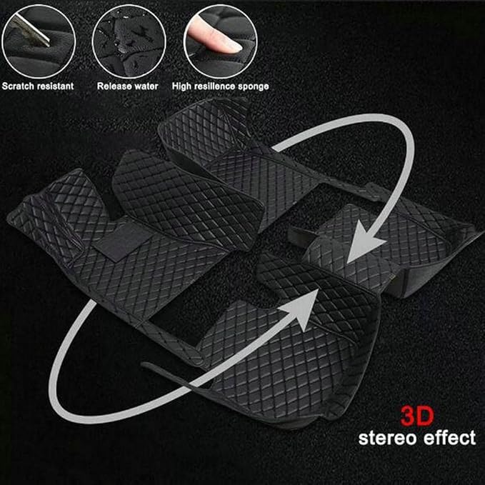 TREGOO All Weather Car Mats Custom Fit Non Slip Floor Mats for 1998-2025 Cars Personalized Leather Protection Pads Suitable for Men Women (Edge Pink with Black Horizontal Stripe)