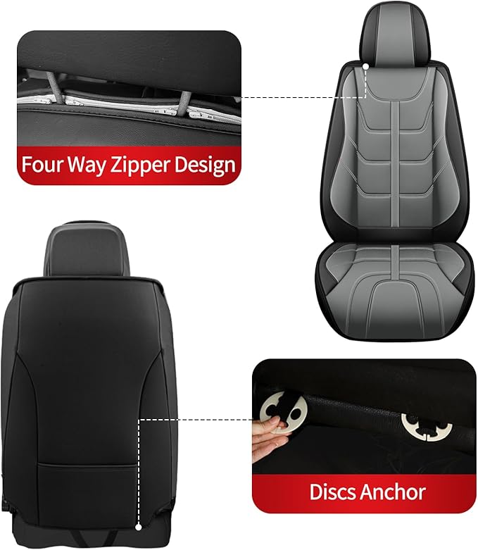TTX LIGHTING Car Seat Covers fit for Hyundai Tucson 2005-2026 Front Seat: Premium Leather Automotive Seat Cover with Airbag Compatible Waterproof (2 Seats, Black & Gray)
