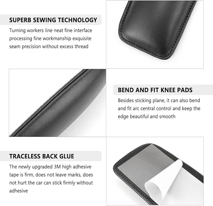 2PCS Car Knee Cushion,Soft Leather Car Door Armrest Pad for Knee Leg Elbow,Universal Car Center Console Cushion Pad Comfort Pillow for Automotive Interior Accessories (Black)