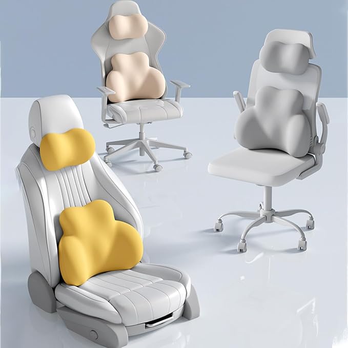 Car Lumbar Support Pillow for Maserati GranCabrio Folgore EV SUV 2025 Memory Foam Back Support Cushion Breathable Car Seat Lumbar Pad Accessories,Dark Gray