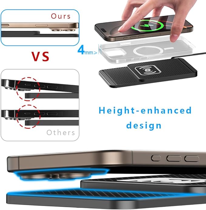 Wireless Charging Pad for Car for Genesis G70 G80 G90 2017-2026, Non-Slip Type C/USB 20W Fast Phone Charging Pad DIY Trim-to-Fit No Interior Damage,A&USB