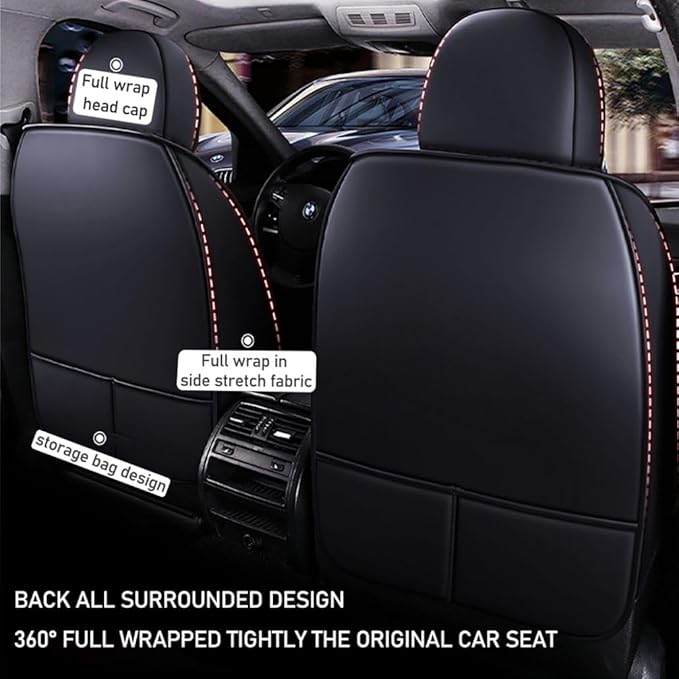 for Chevy Equinox Seat Covers 2005-2026, Full Coverage Customized Car Seat Covers, Premium Leather Waterproof Stain-Resistant Easy to Install (Luxury 2 Seats, Black)