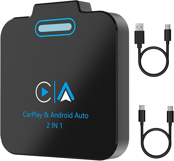 Android Auto & CarPlay Wireless Adapter - 2 in 1 Wireless for iPhone & Android, Plug & Play for Factory Wired Cars - Supports iOS 10+