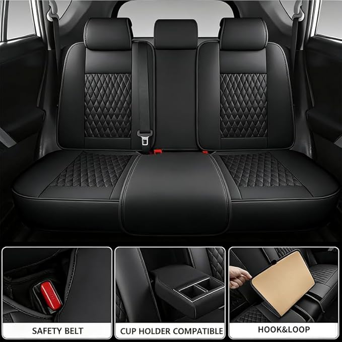 Car Seat Covers Full Set Custom Fit for Mercury Sable 1995-2009 - Premium Faux Leather with Lumbar Support | Breathable, Waterproof, Anti-Slip, Durable (Black,Full Set)