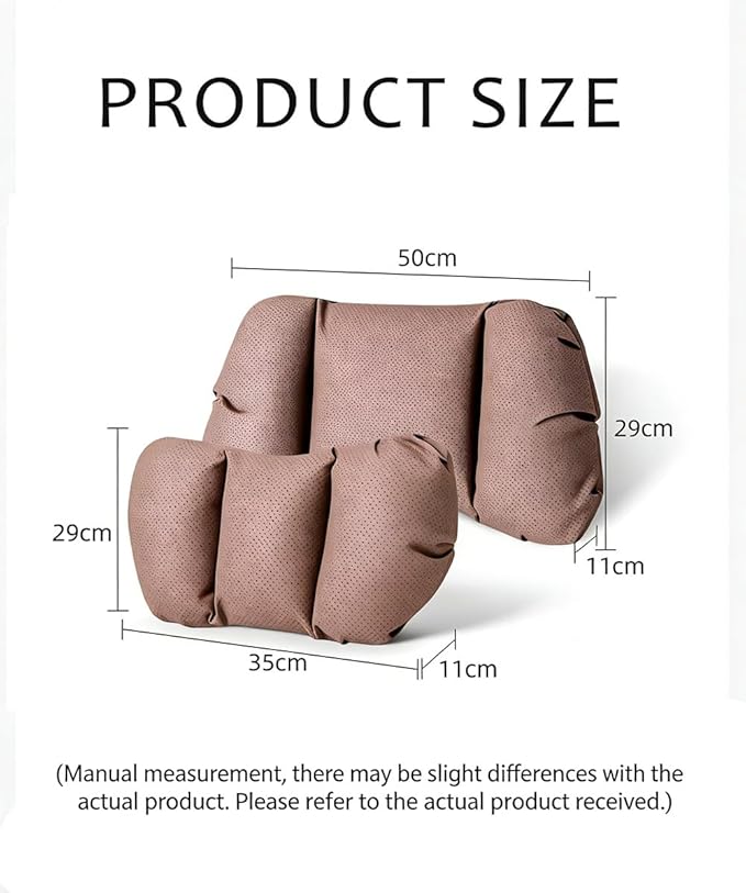 Car Neck Pillow & Lumbar Support for MINI F56 2022-2024 Ergonomic Breathable Mesh Auto Seat Back Cushion Headrest,Brown-Neck Pillow