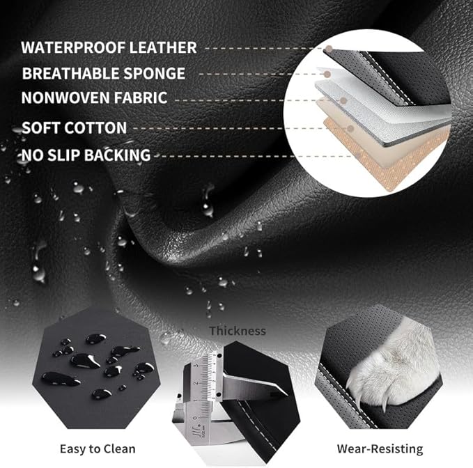 Car Seat Covers Full Set Custom Fit for Chevy Trailblazer 2021-2026-Luxury Leather with Lumbar Support, Breathable, Waterproof, Anti-Slip, Durable, Easy to Install (Black&White,Full Set)