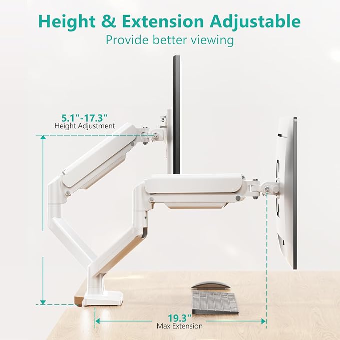 WALI Dual Monitor Stand for 17-32 inch Screens, Dual Monitor Arms for 2