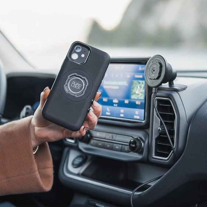 Quad Lock Adhesive Dashboard/Console Car Phone Holder Kit with MAG Wireless Charging Head V2 and MAG Phone Case for iPhone 11