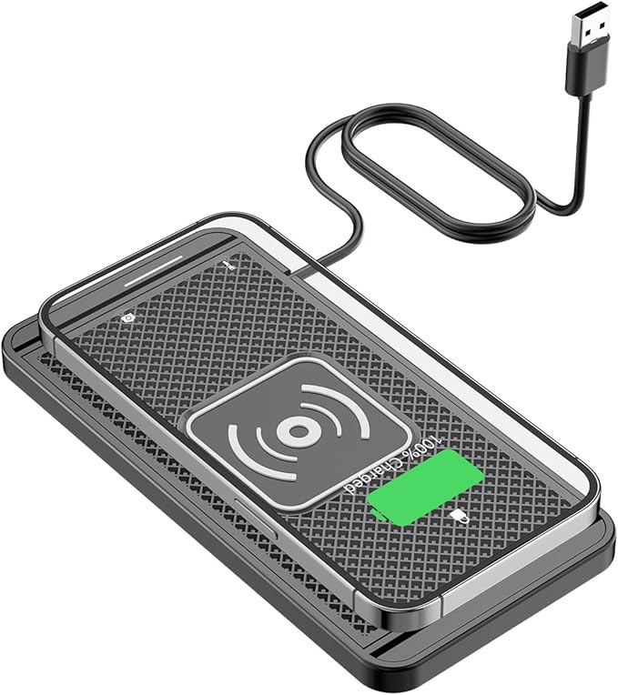 Wireless Charging Pad for Car for Ford F250 350 450 Edge SMax, 15W Fast Wireless Charger Mat Non-Slip Silicone Car Center Console Phone Charging Pad,B/15W-USB