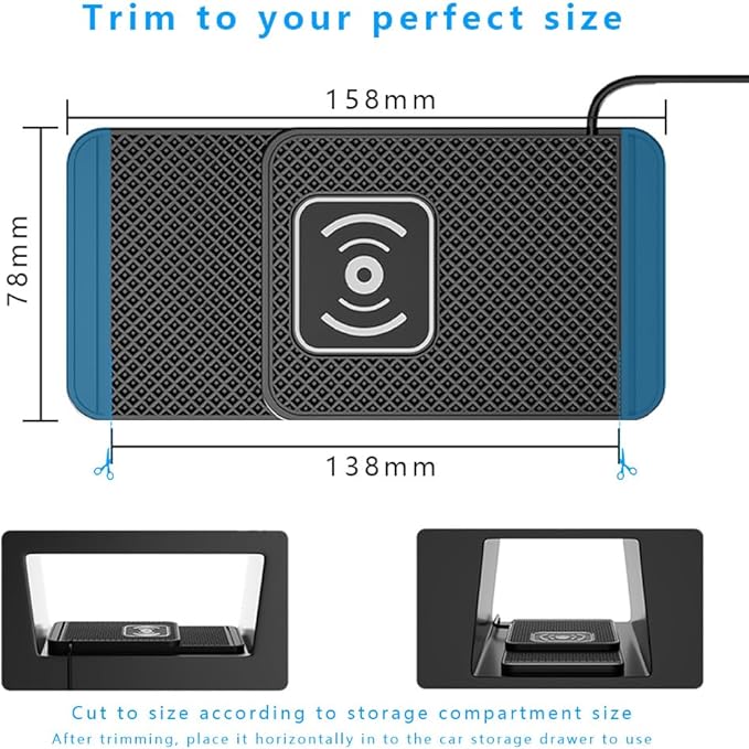 Wireless Charging Pad for Car for Ford F-150 Lightning 2022-2025, Non-Slip Type C/USB 20W Fast Phone Charging Pad DIY Trim-to-Fit No Interior Damage,A&USB