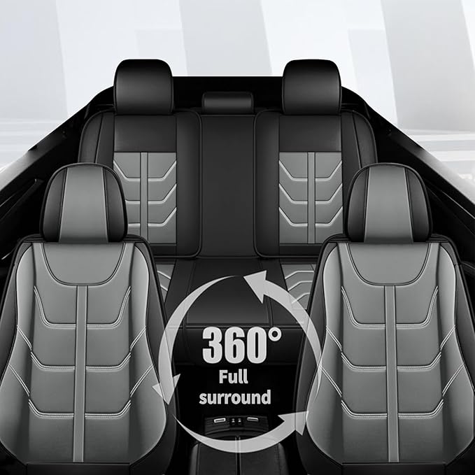 TTX LIGHTING Car Seat Covers fit for Mazda 3 2007-2019 Full Set: Premium Leather Automotive Seat Cover with Airbag Compatible Waterproof (5 Seats, Black & Gray)