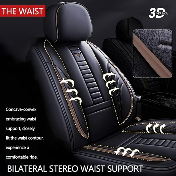 for Toyota RAV4 2008-2025 Car Seat Covers, Full Coverage Customized Seat Covers Premium Leather Waterproof Stain-Resistant Easy to Install (Front Set, Black&Coffee)