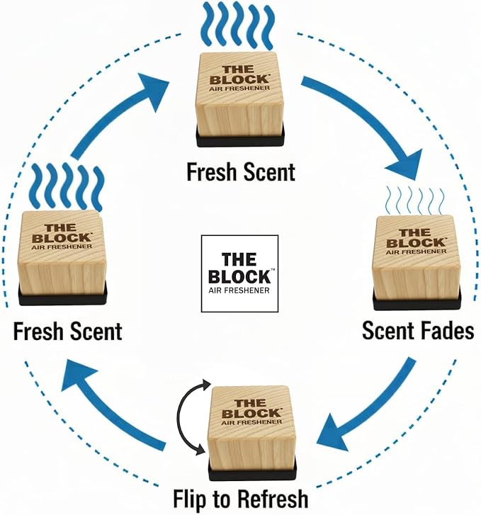 The Block - Wooden Car Air Freshener & Odor Eliminator - Long Lasting 30+ Day Scent - Car & Home Use - Fresh Gift Idea - Made in USA - Fruit Scents 3-Pack