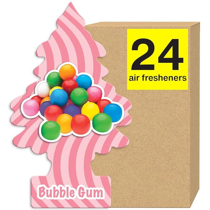 LITTLE TREES Car Air Freshener | Hanging Tree Provides Long Lasting Scent for Auto and Home | 24 Air Fresheners |Bubble Gum