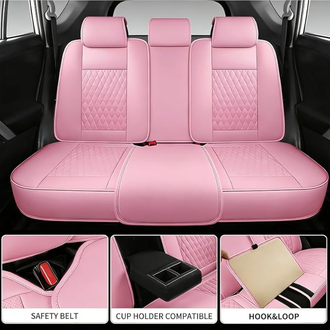 Car Seat Covers Full Set Custom Fit for Chevrolet/Chevy Trax 2015-2026 - Premium Faux Leather with Lumbar Support | Breathable, Waterproof, Anti-Slip, Durable (Pink,Full Set)
