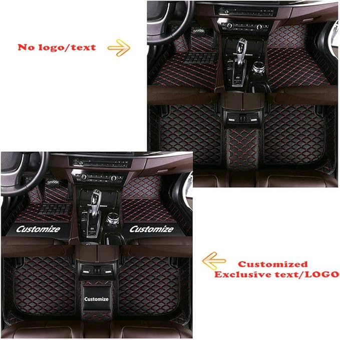 Custom Personalized Car Floor Mats - Luxury Full Coverage All Weather Cars Mats, Anti-Slip Leather Car Mat Set, Custom Floor Mats Fit for 99% of Cars, SUVs & Trucks (Blue, A-Diamond)