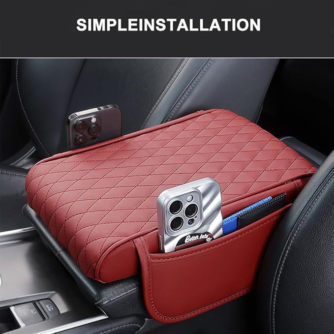 Car Armrest Pad for BMW X3 G01 F25 E83 2003-2019 2020 2021 2022 2023 2024 Leather Armrest Box Mat Center Console Cushion Pad Universal Armrest Seat Box Cover Protector,Red