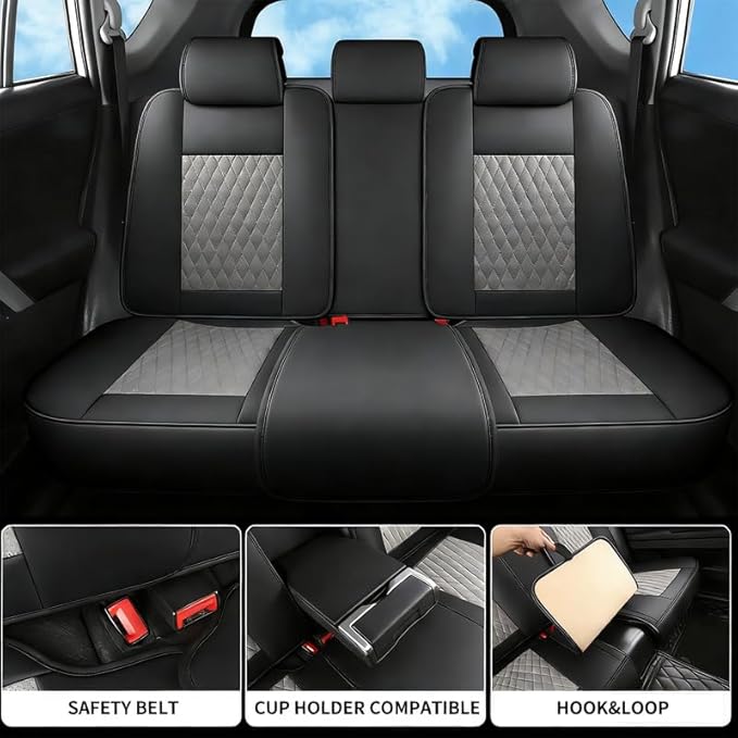 Car Seat Covers Full Set Custom Fit for Buick Envision 2016-2026 - Premium Faux Leather with Lumbar Support | Breathable, Waterproof, Anti-Slip, Durable (Black&Gray,Full Set)