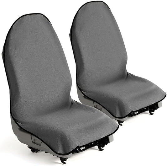 lebogner Car Seat Towel Cover for Post Gym Workout, Running and Swimming, 2 Pack Universal Fit Anti-Slip Waterproof Sweating Bucket Seat Protector for Cars, SUVs and Trucks, Grey