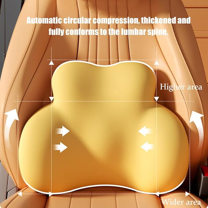 Car Lumbar Support Pillow for Kia Optima Sportswagon 2018-2022 2023 2024 2025 2026 Memory Foam Back Support Cushion Breathable Car Seat Lumbar Pad Accessories,Yellow