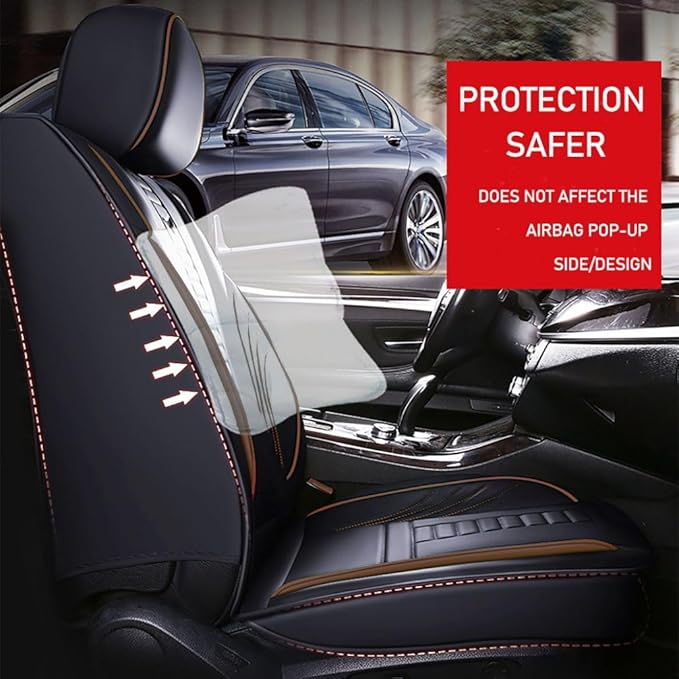 for Toyota RAV4 2008-2025 Car Seat Covers, Full Coverage Customized Seat Covers Premium Leather Waterproof Stain-Resistant Easy to Install (Front Set, Black&Coffee)