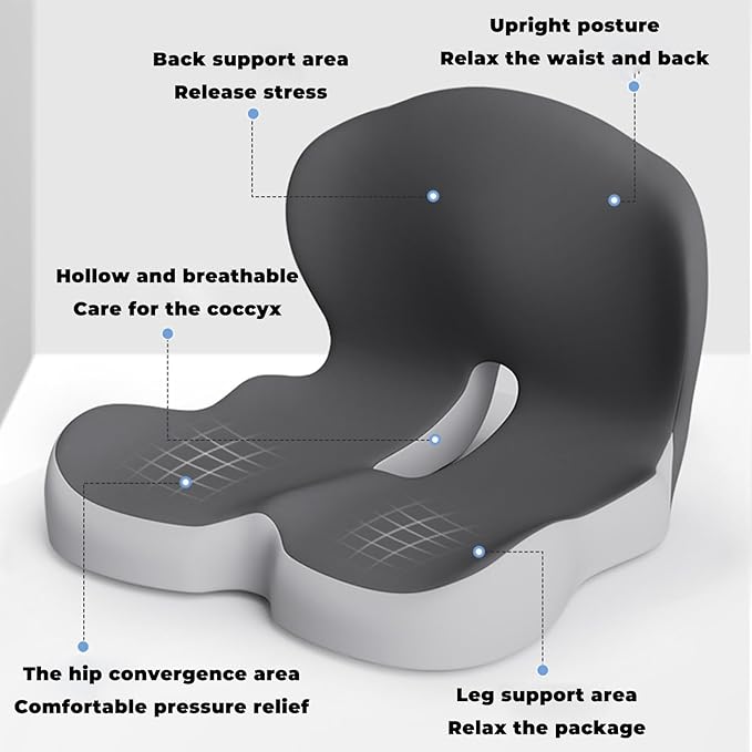 Back and Seat Cushion, Soothe+Cushion,Car Seats with Lumbar Support,Memory Foam Non Slip Skin with Back Support for Office Chair, Car (Color Matching A)