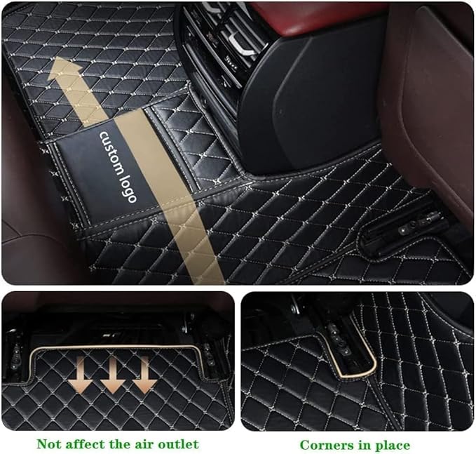 Custom Making Car Floor Mats Protection Pads for 99% Sedan/Coupe/Hatchback/SUV/Pickup Men Women Car Floor Mats Coverage Pads Anti-Slip Leather Floor Lining (Black Golden)