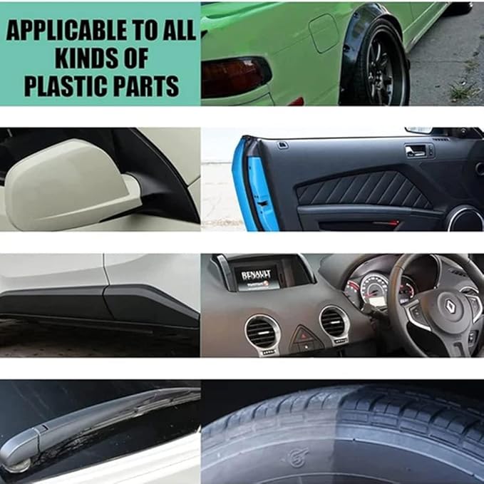 RJDJ Plastic Restorer for Cars, Trim & Exterior – Plastic Revitalizing Coating Agent, Restores Faded Plastic, UV Protection, Car Shine Refurbishing Solution (50ml-5pcs)