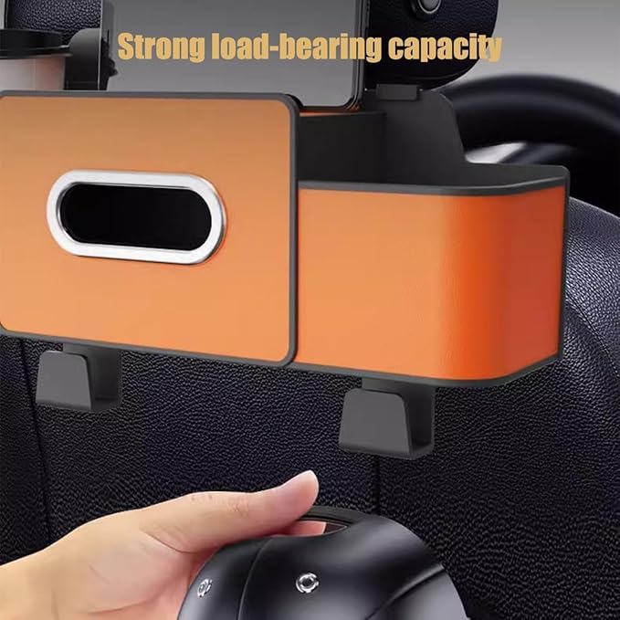 Car Multifunctional Seat Back Waterproof Storage Bag, Multifunctional & Waterproof Car Back Seat Organizer with 2 Cup Holders&Hooks, Hanging Storage Box for Most Cars (2pcs D)