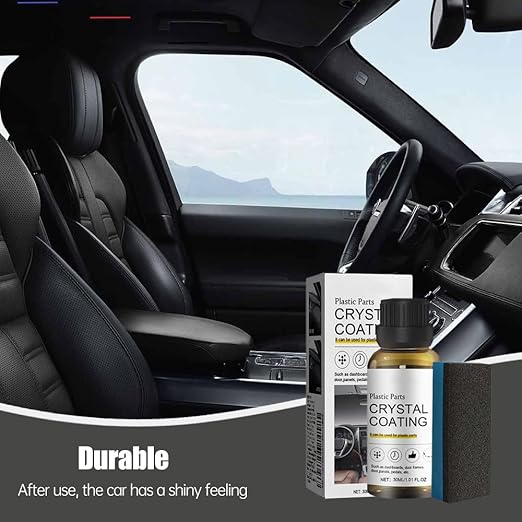 2025 Upgrade Crystal Coating for Car, Plastic Parts Crystals Coating, Plastics Parts Crystal Coating Plastic Restorer with Spong, Long Duration Refurbish Coatings Agent for Automotive Plastics (2Set)