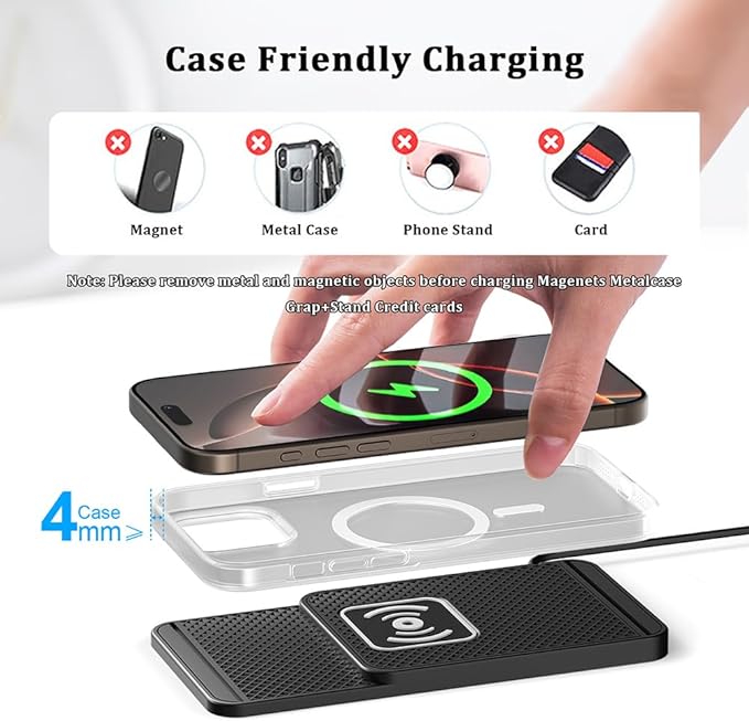 Wireless Charging Pad for Car for BMW X3 F25 2011-Present, 20W Fast Wireless Car Charger Pad Type-C/USB Non-Slip Phone Charging Mat,A 30cm Cable Type-C Plug