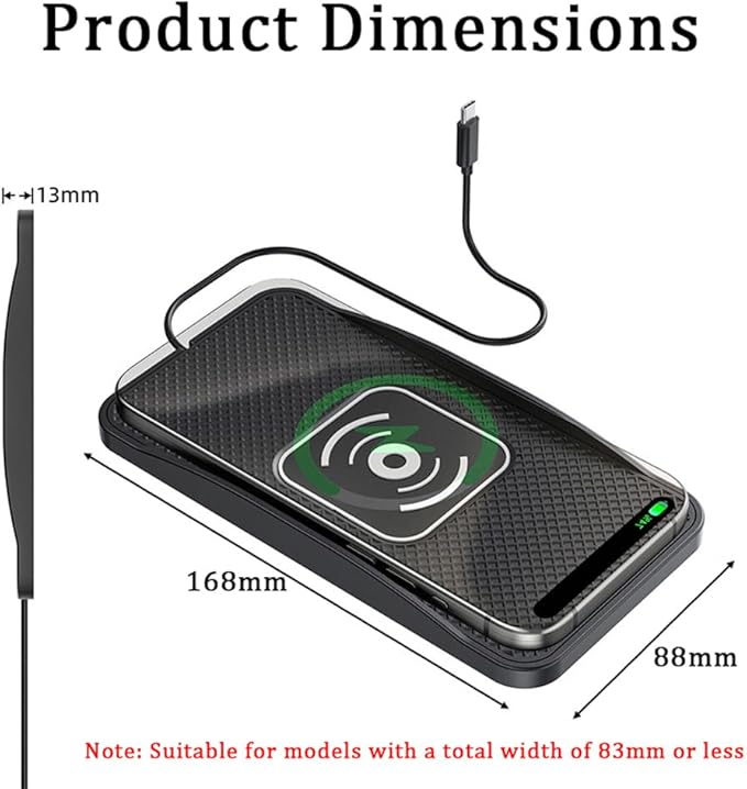 Wireless Car Charger Pad for Acura RDX 2007-2026, Type-C/USB 20W Car Wireless Charger Non-Slip Phone Charging Pad Car Accessories,A 30cm Cable Type-C Plug