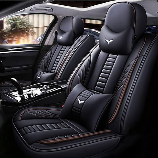 for Toyota CHR Seat Covers 2018-2026, Full Coverage Customized Car Seat Covers, Premium Leather Waterproof Stain-Resistant Easy to Install (Luxury 5 Seats, Black&Coffee)