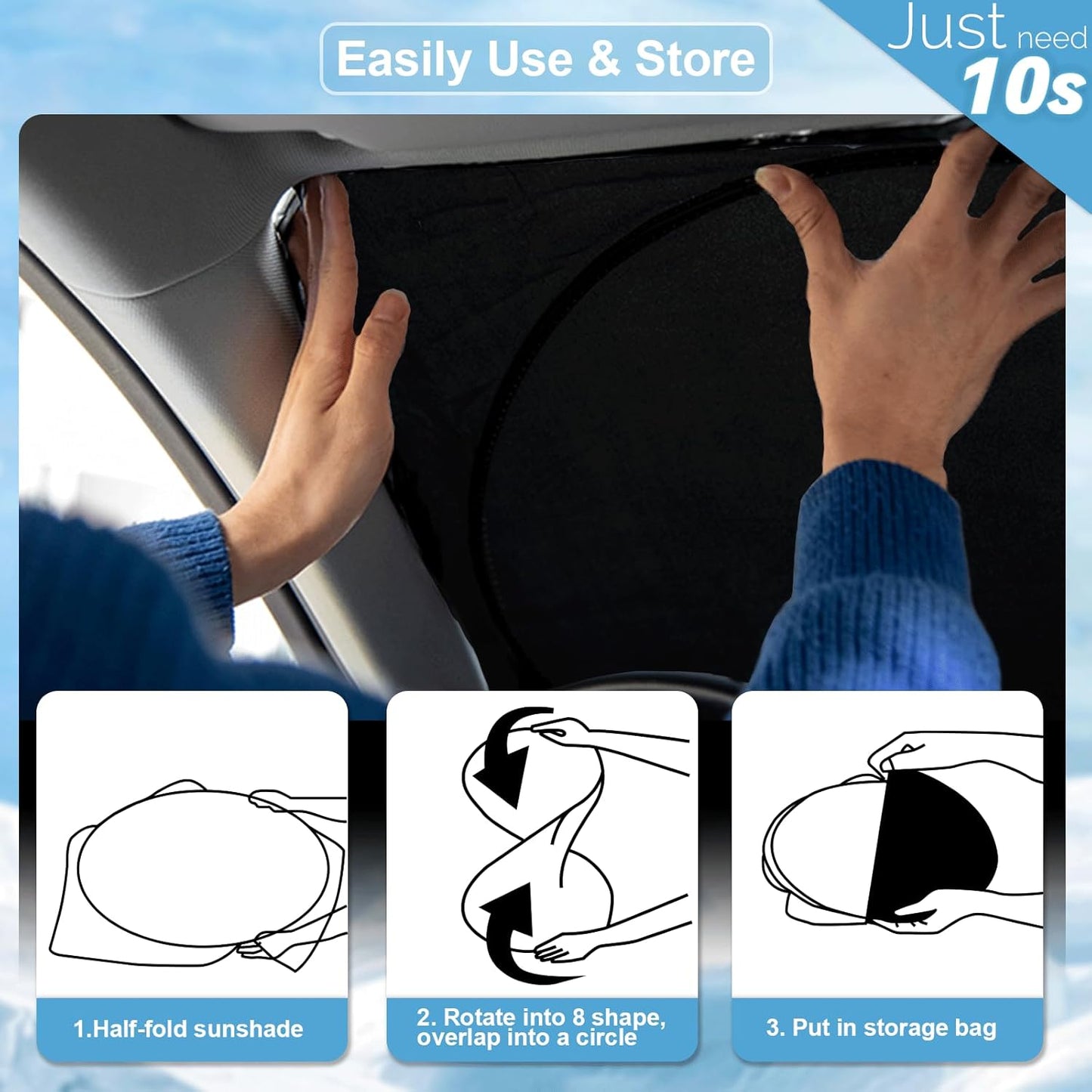 Custom Fit Prius Windshield Sunshade for 2010-2022 Toyota Prius Hatchback Accessories (Not for Prius C or Prius V) Front Window 210T Reflective Shield Cover for Windshield Sun Visor Protector