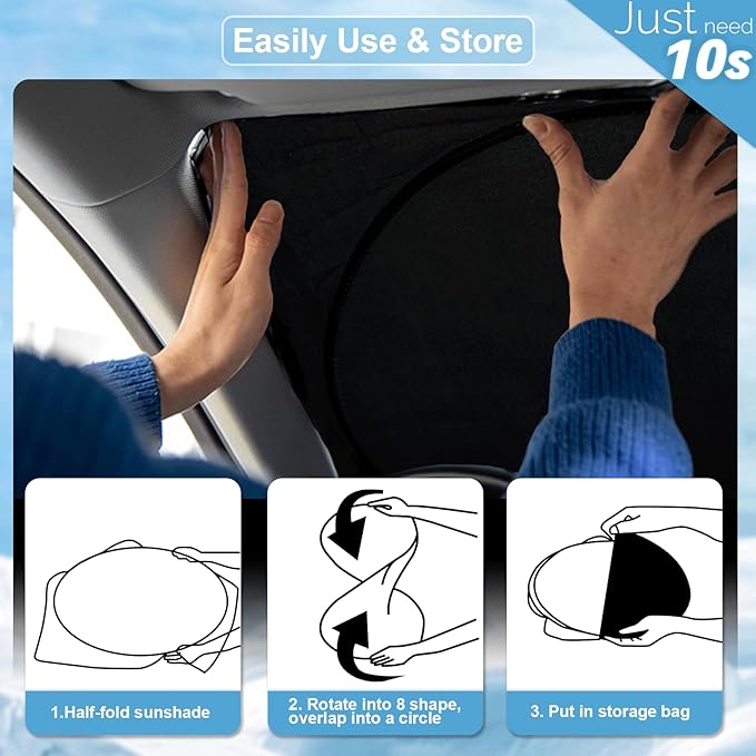Custom Sunshade Windshield Sun Shade for 2018-2023 2024 2025 2026 Audi Q5 Q8 SUV Accessories Front Window Shades Cover for Windshield Sun Visor Screen Foldable 2 Layers 210T Protector Blocks UV Rays