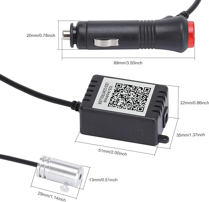 Car Ambient Lighting Optic Fiber 64 Colors Music Sound Active with APP Control Car Decorative Atmosphere Lighting Kit DC 12V 1W 6m